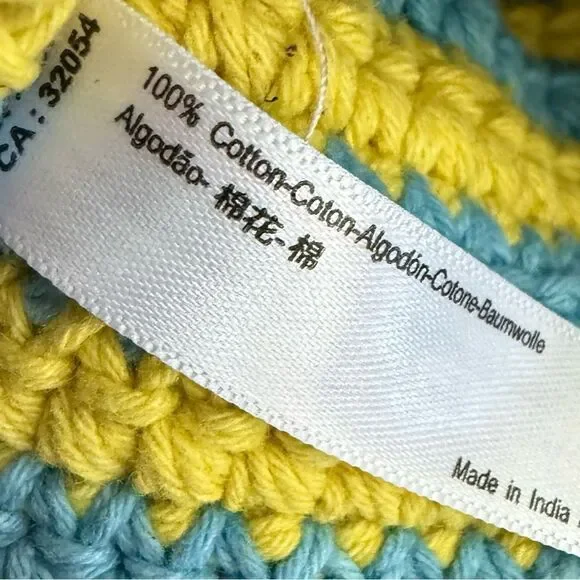 URBAN Outfitters Flower/Stripe Blue Yellow Mini Crochet Crossbody Cell Phone Bag - Picture 8 of 12